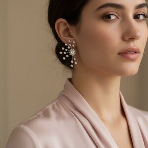 Rhinestone Silver Burst Earrings